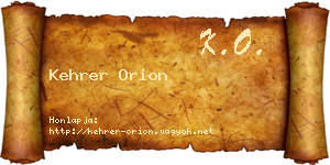 Kehrer Orion névjegykártya